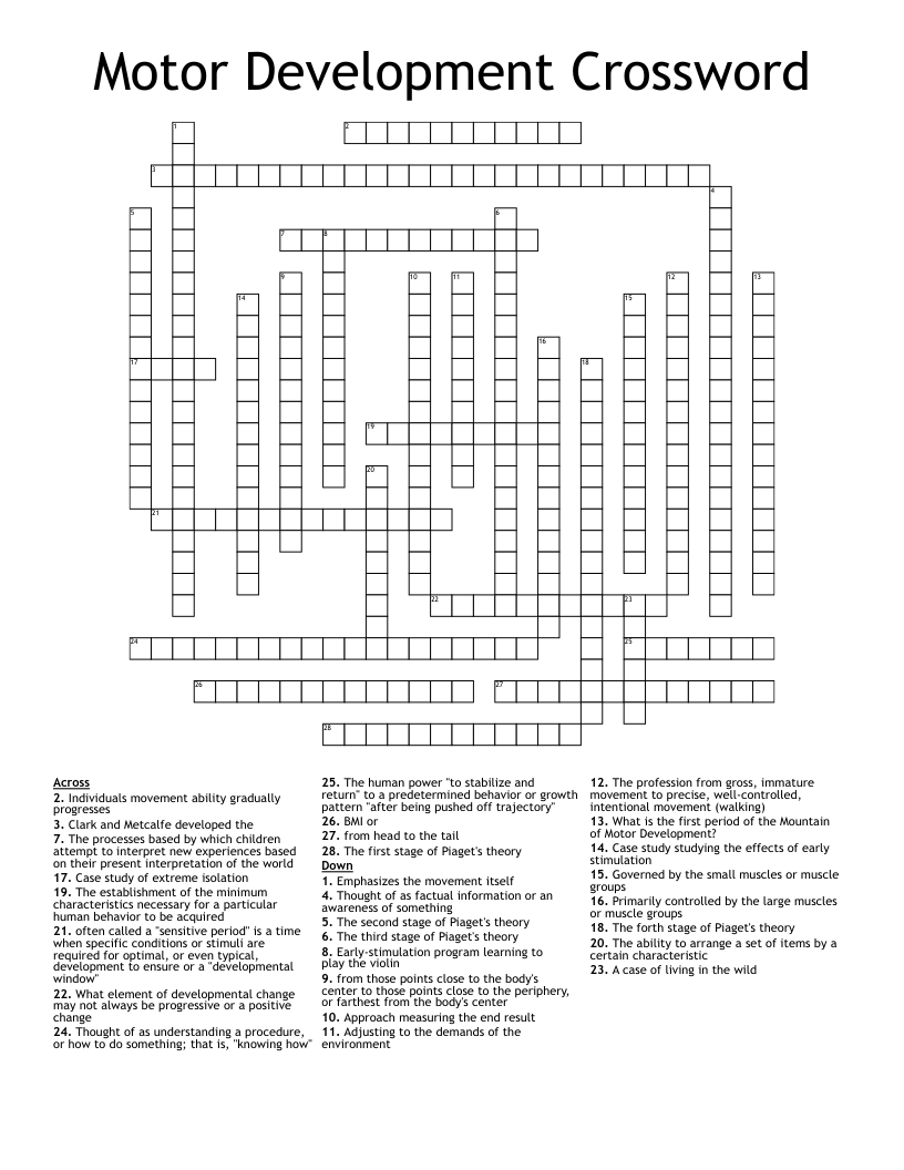 Motor Development Crossword