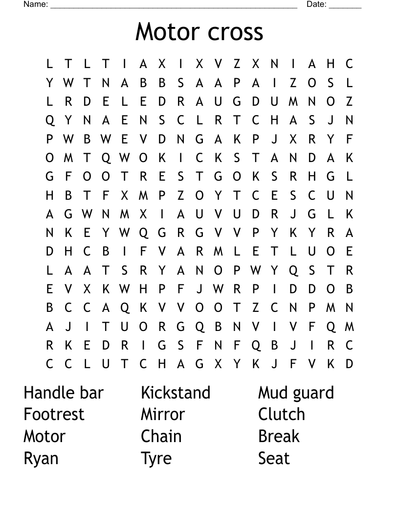 Motor cross  Word Search
