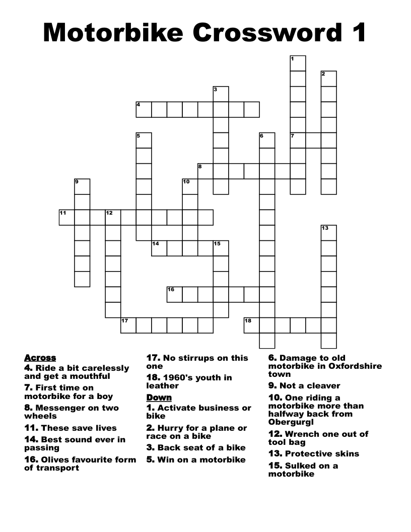 Motorbike Crossword 1