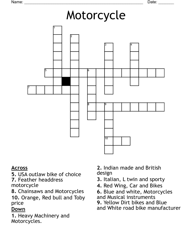 Motorcycle Crossword