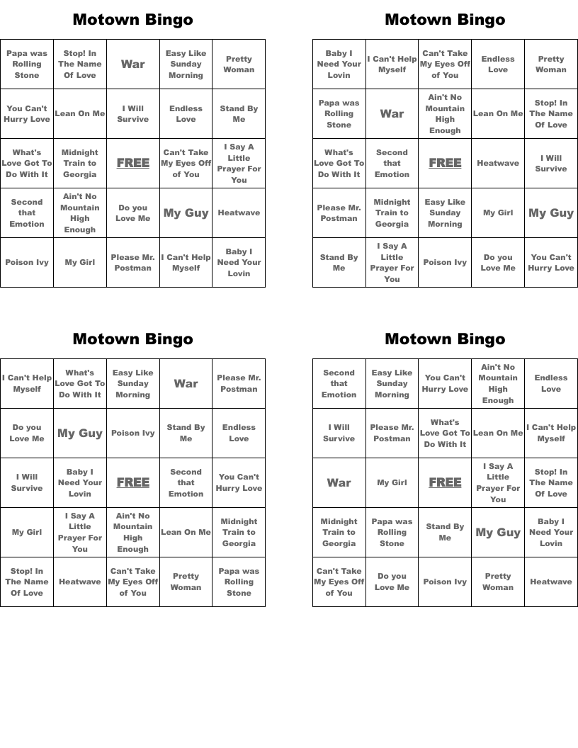 Motown Bingo