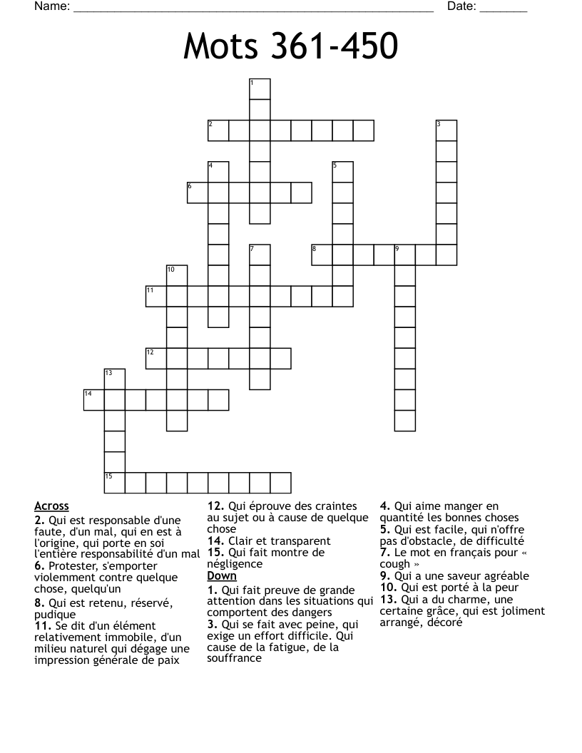 Mots 361-450 Crossword