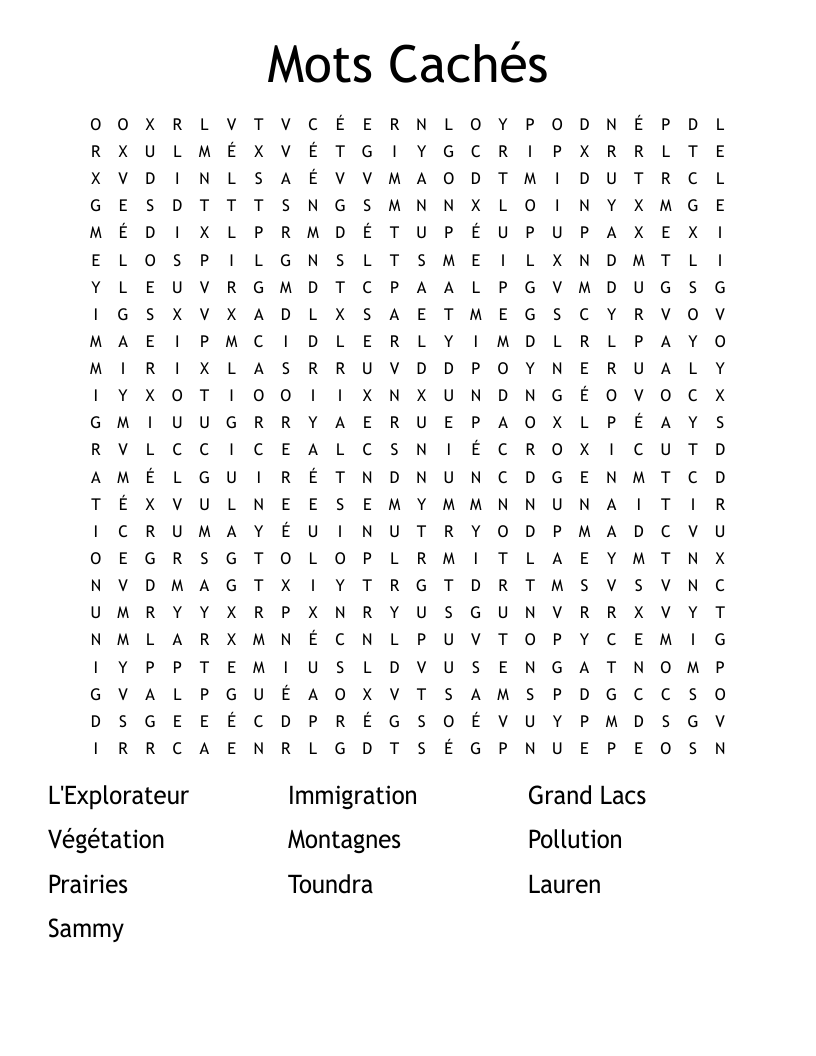 Mots Cachés Word Search