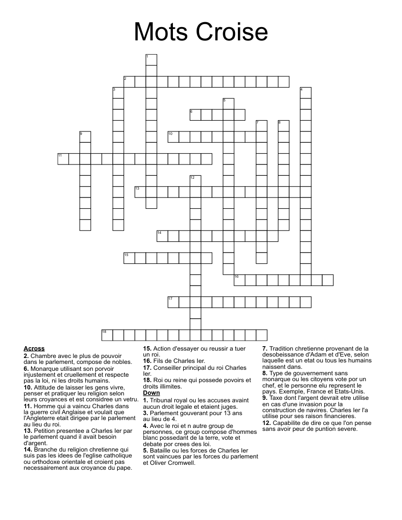 Mots Croise Crossword