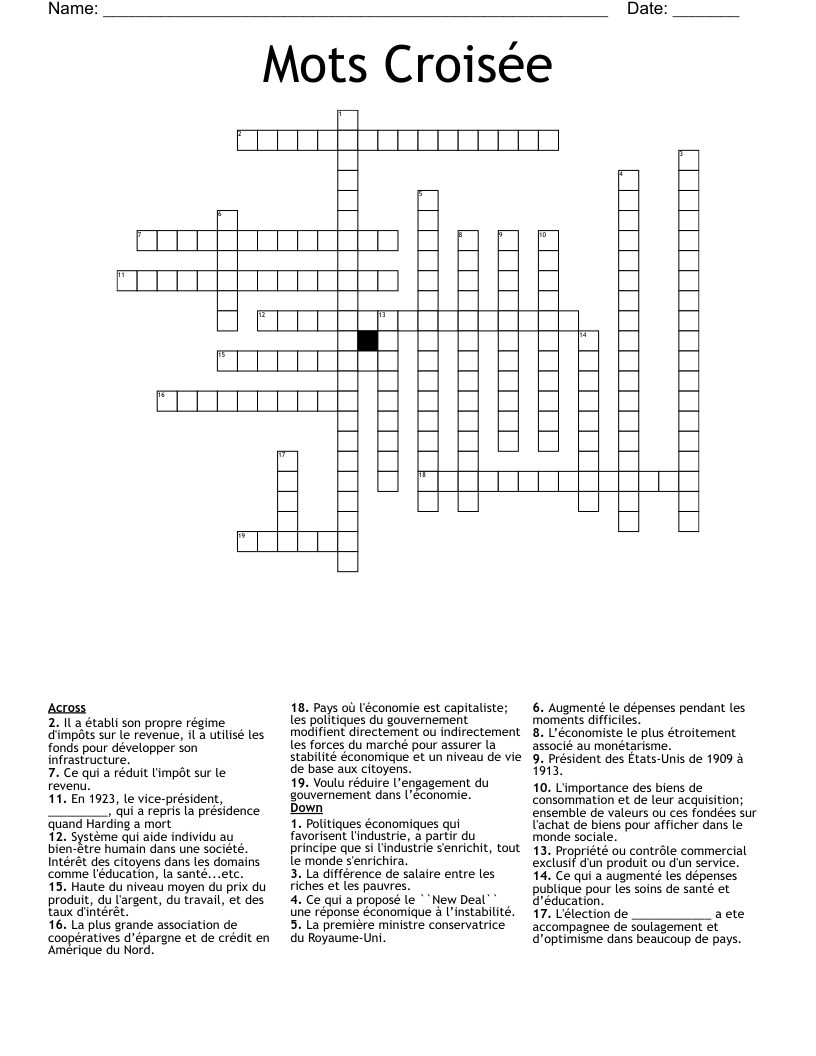 Mots Croisée  Crossword