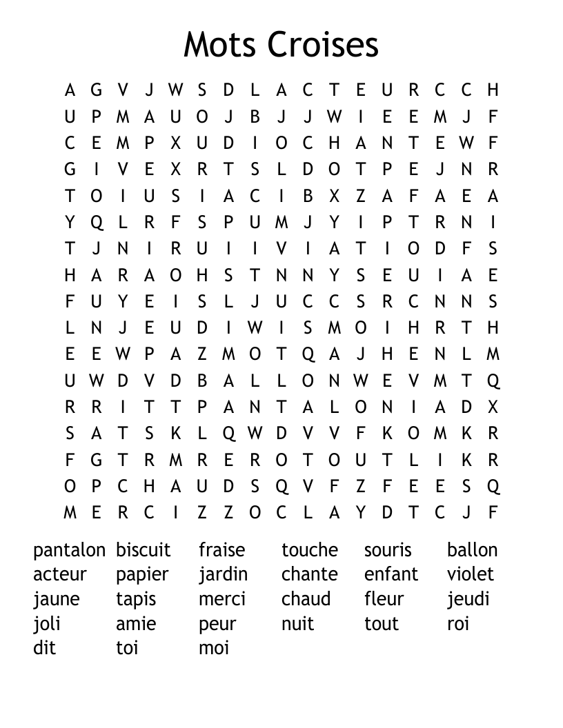 Mots Croises Word Search