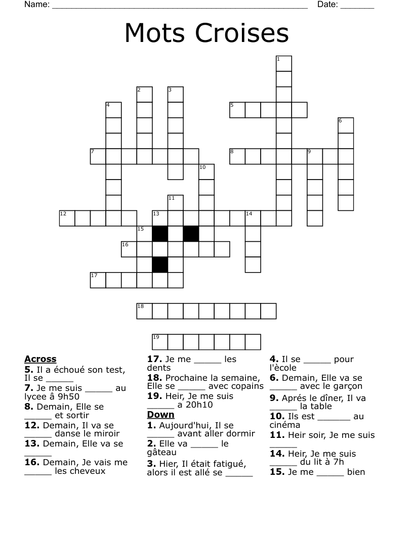 Mots Croises Crossword