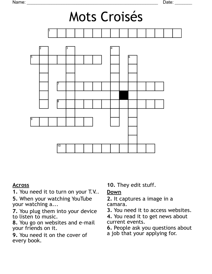 Mots Croisés Crossword