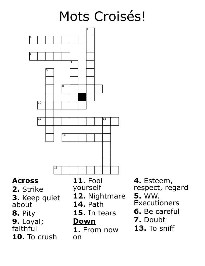 Mots Croisés! Crossword
