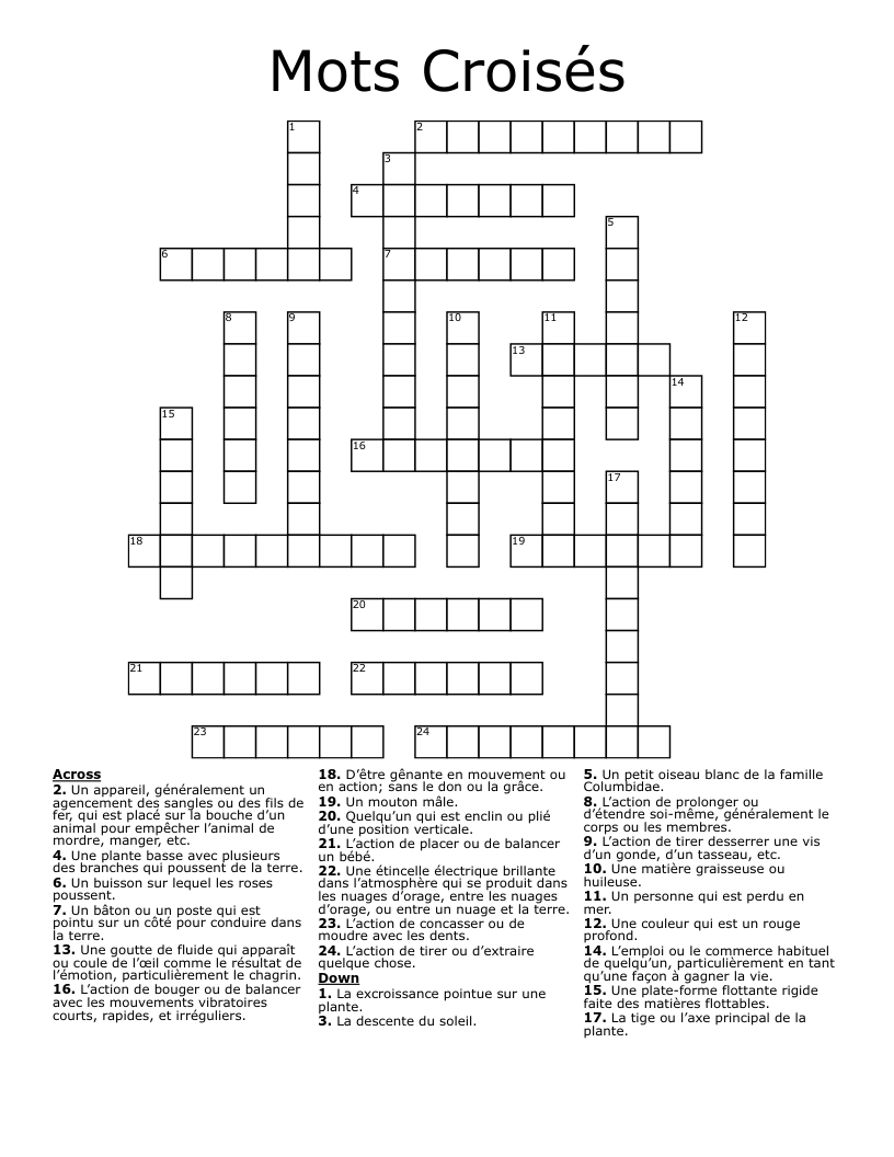 Mots Croisés Crossword