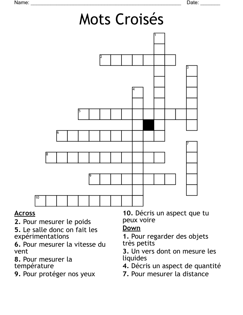 Mots Croisés Crossword