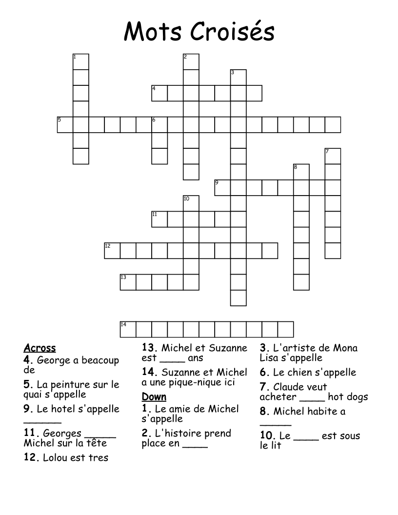 Mots Croisés Crossword