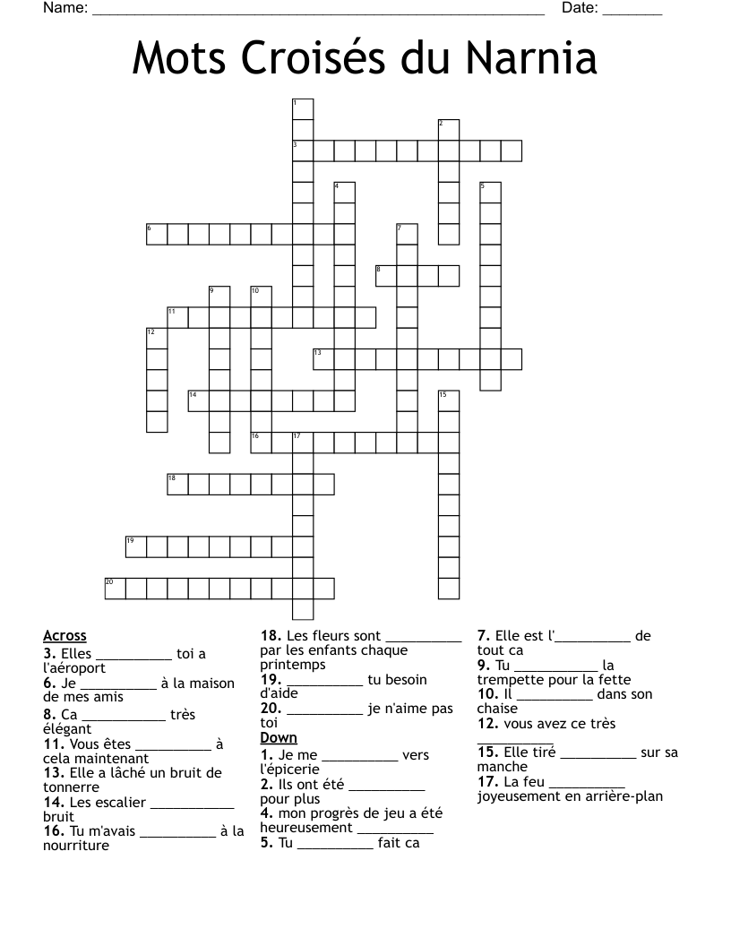 Mots Croisés du Narnia Crossword