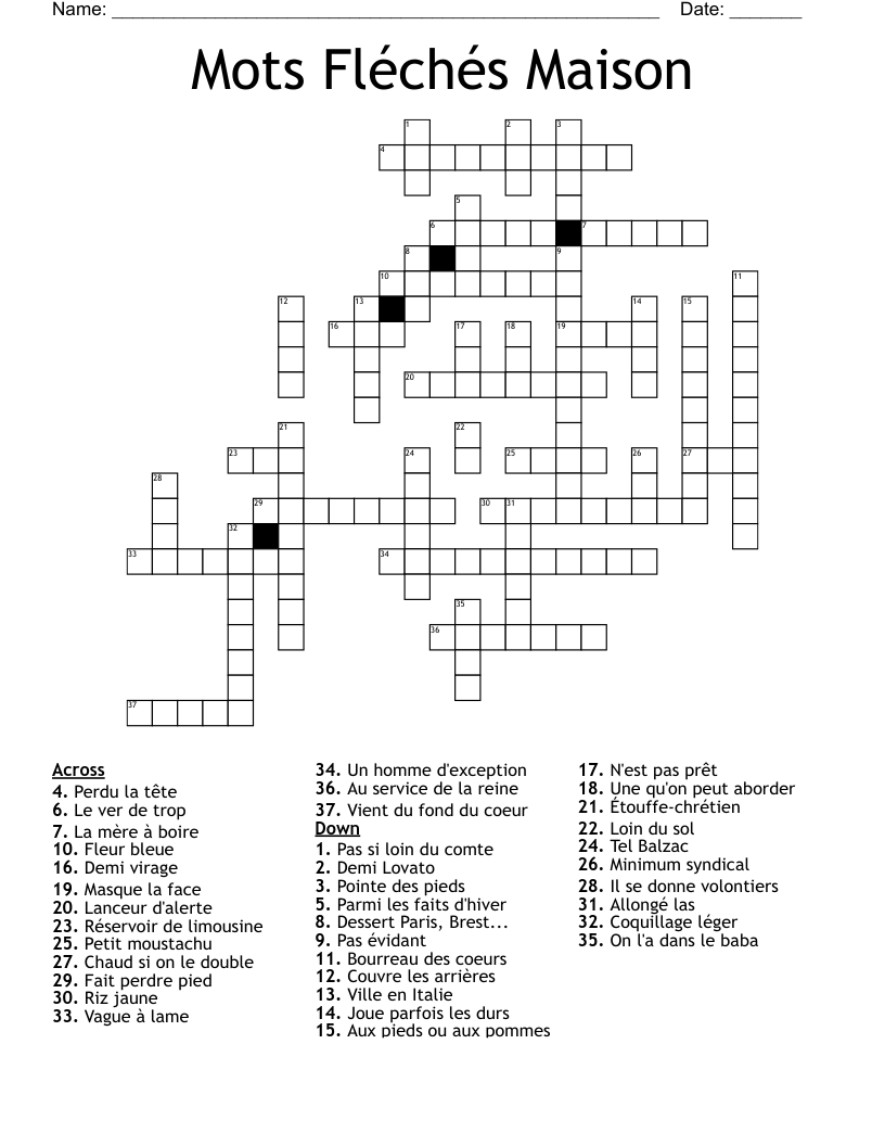 Mots Fléchés Maison Crossword