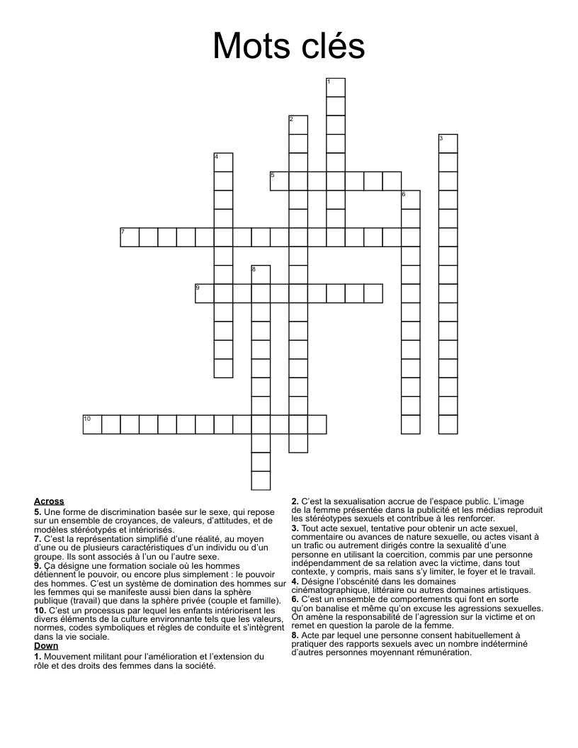 Mots clés Crossword
