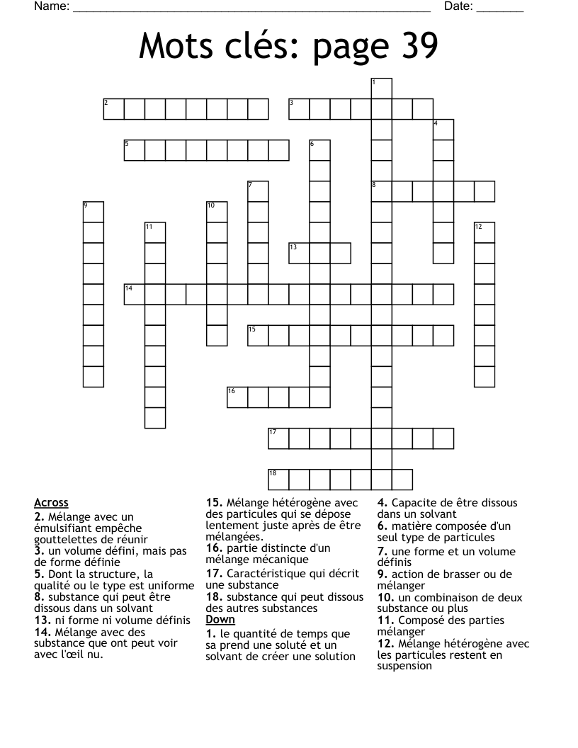Mots clés: page 39 Crossword