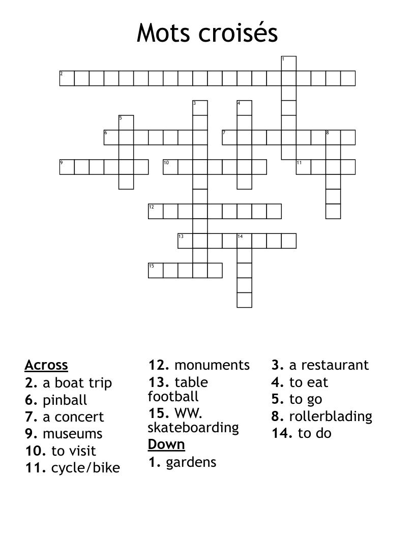 Mots croisés Crossword