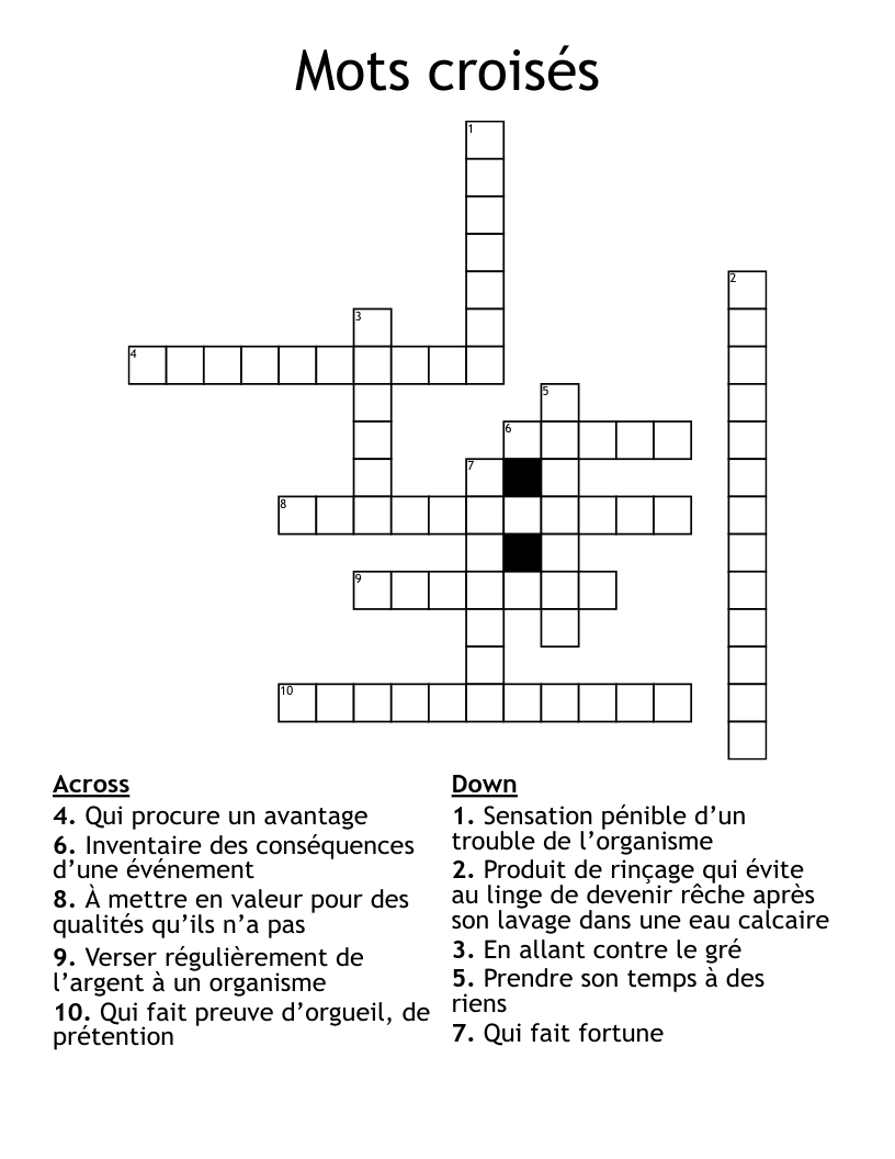 Mots croisés  Crossword