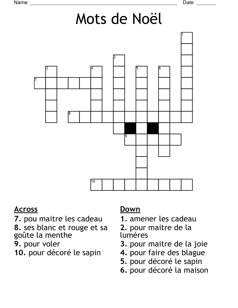 Mots de Noël Crossword