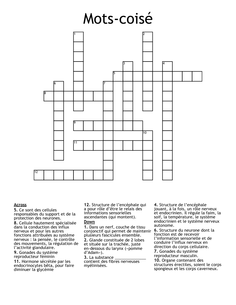 Mots-coisé Crossword