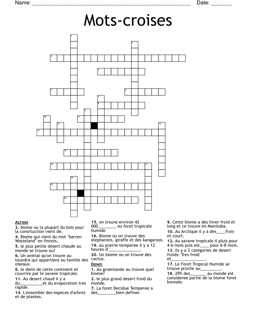 Mots-croises Crossword