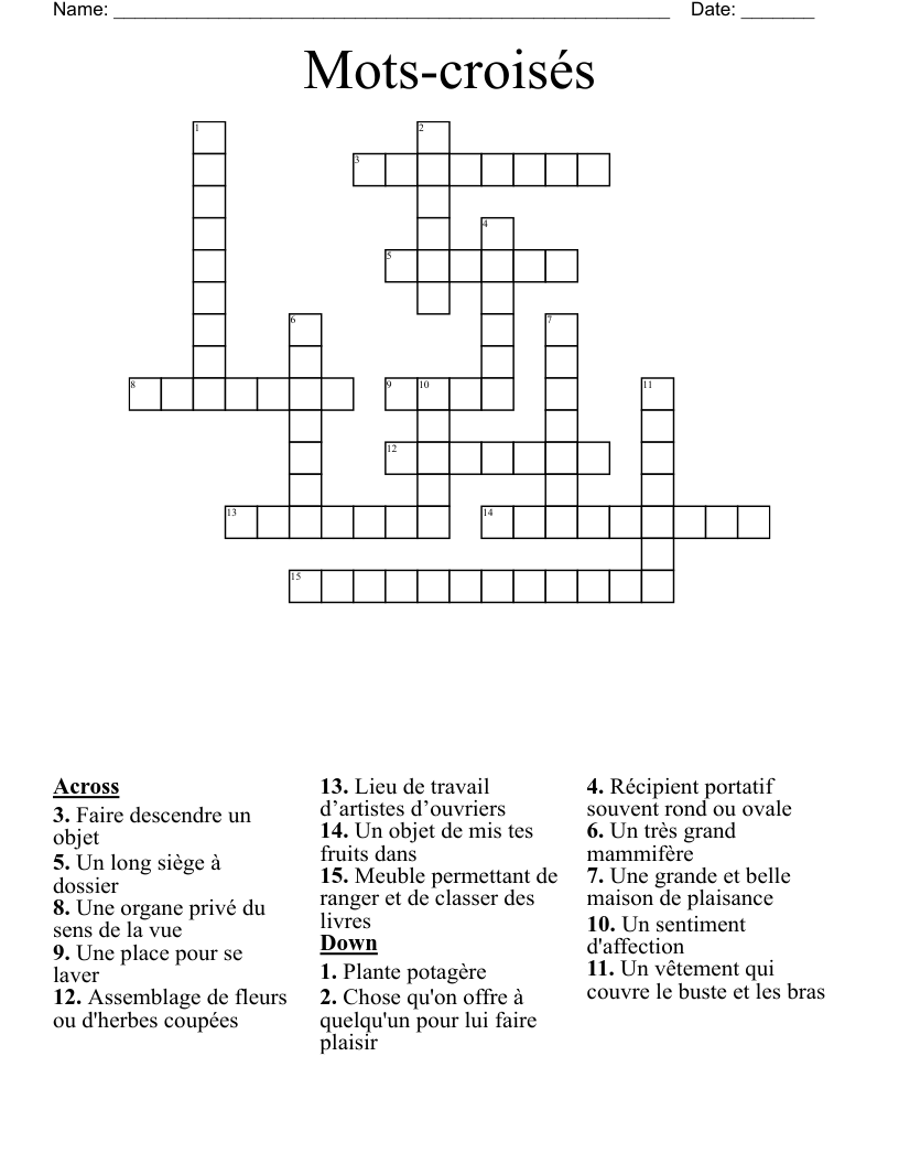 Mots-croisés Crossword
