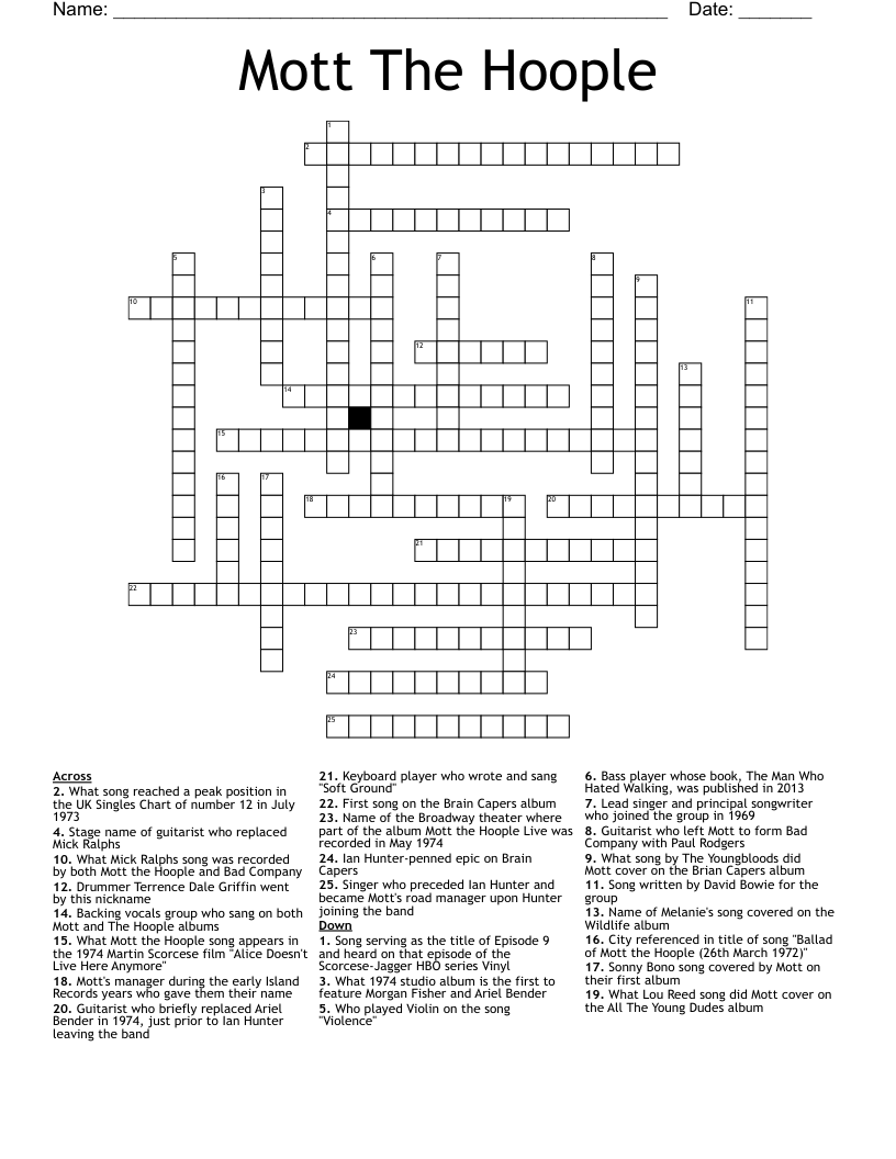Mott The Hoople Crossword