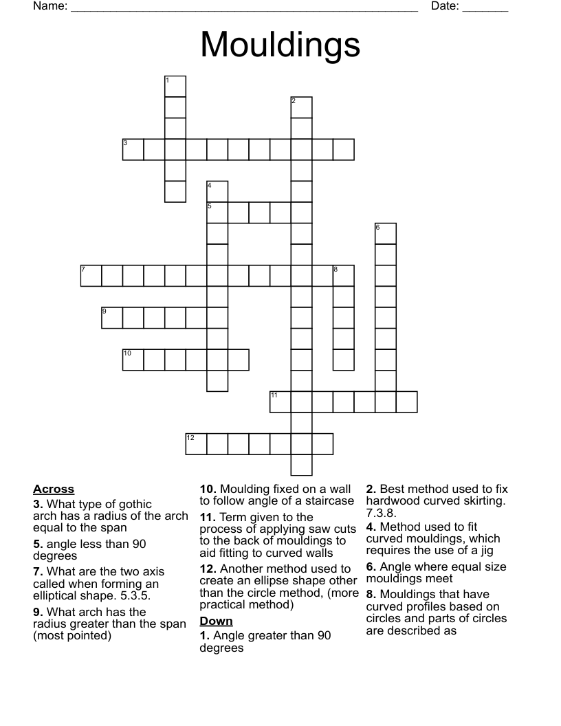 Mouldings Crossword