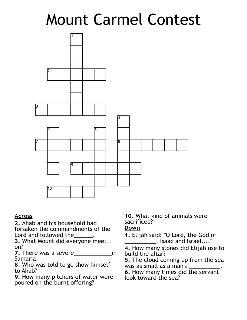 Mount Carmel Contest Crossword