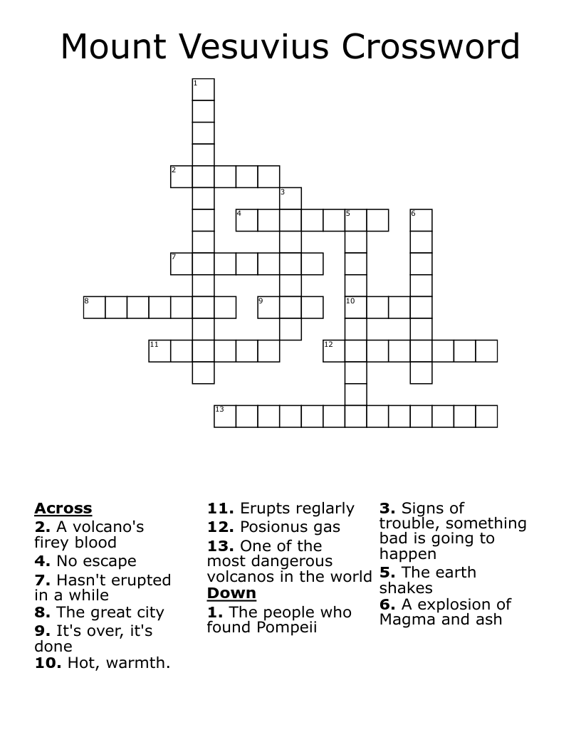 Mount Vesuvius Crossword