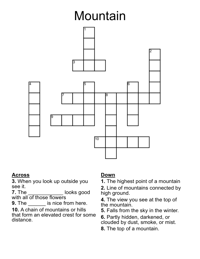 Mountain Crossword