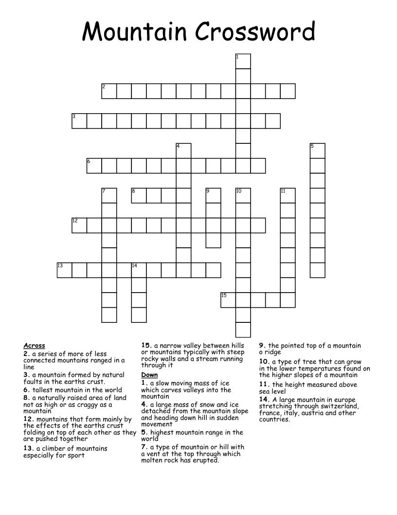 Mountain Crossword