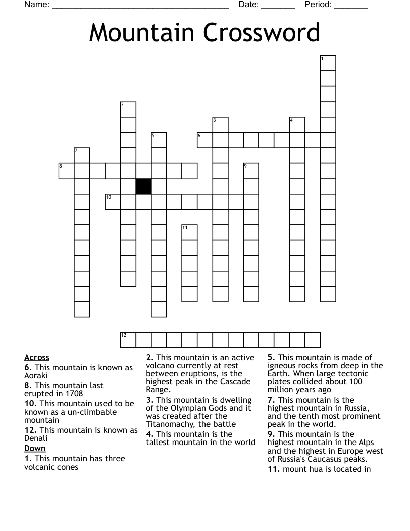 Mountain Crossword