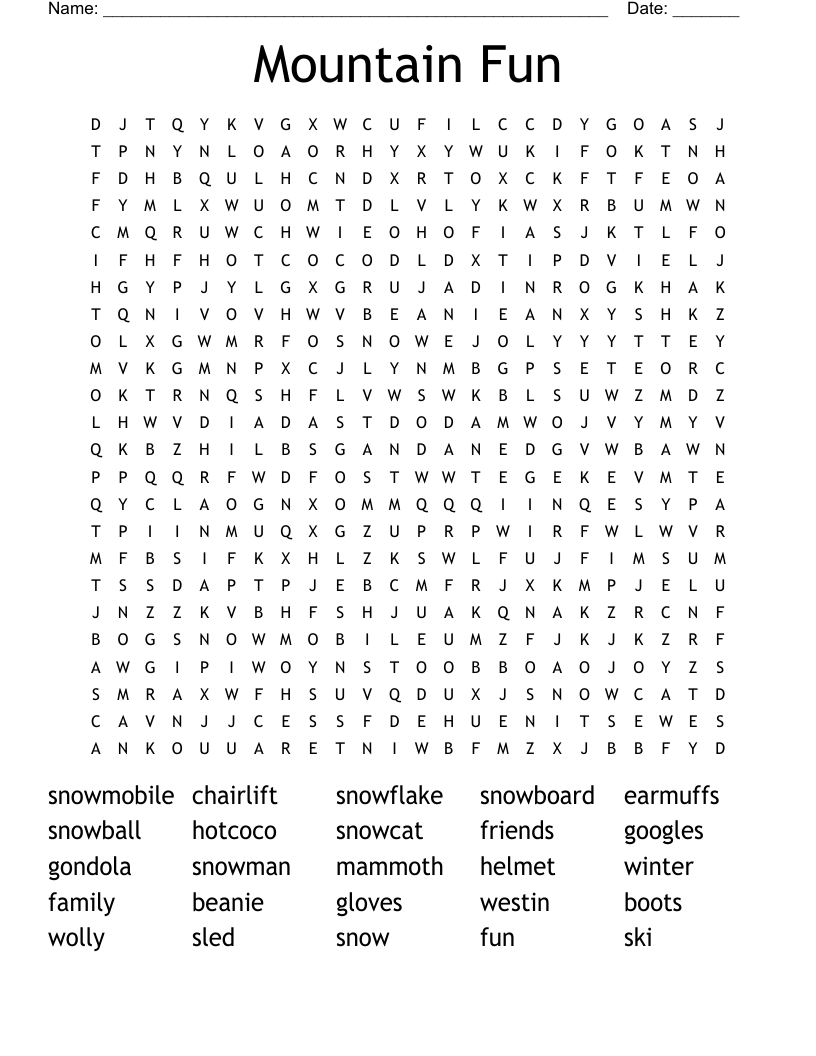 Mountain Fun Word Search