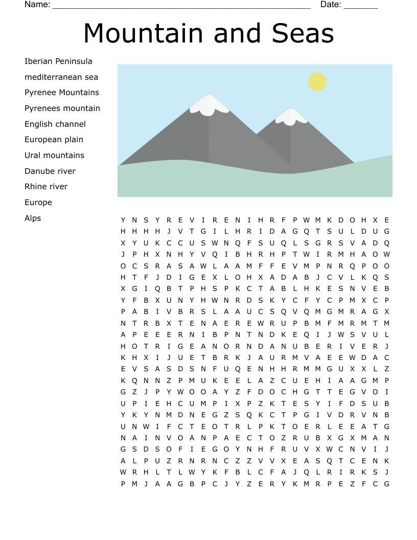 Mountain and Seas Word Search