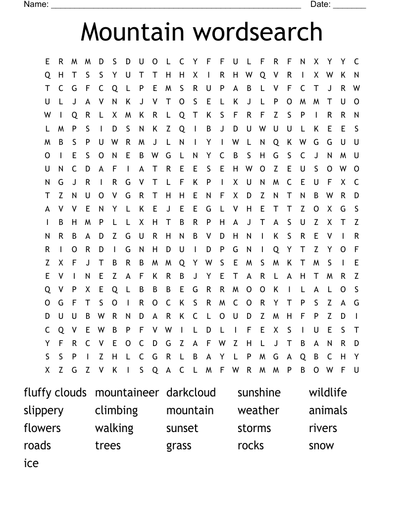 Mountain wordsearch
