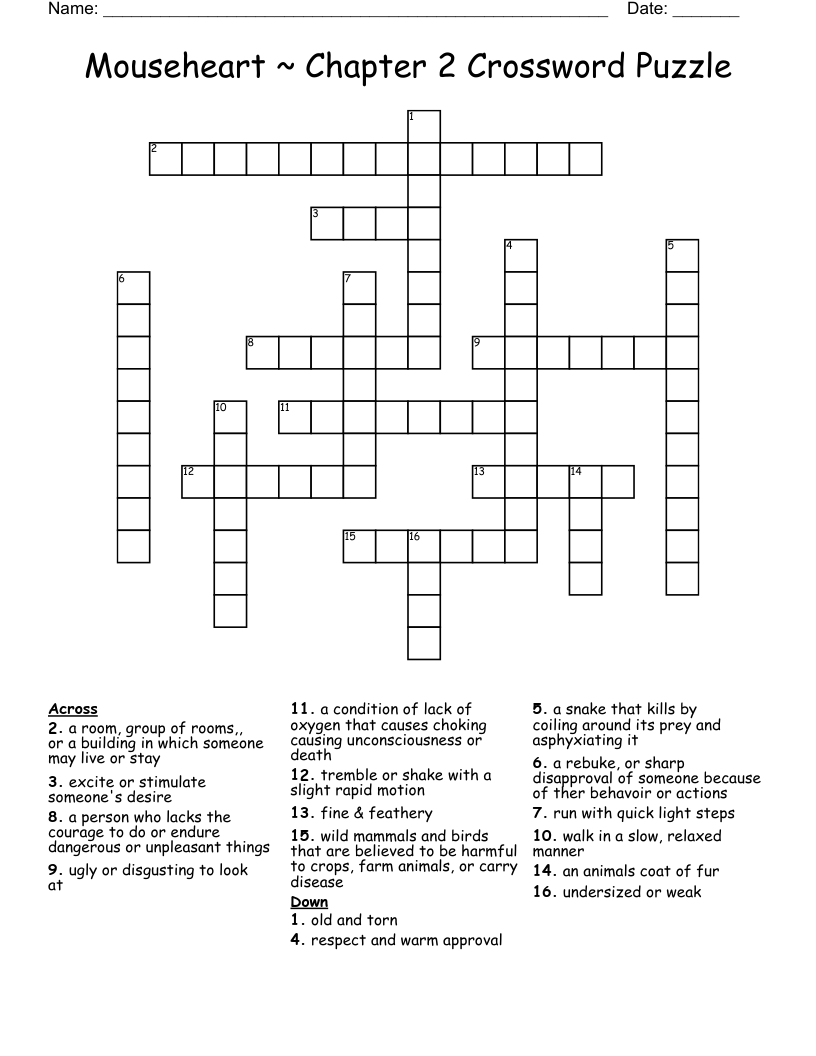 Mouseheart ~ Chapter 2 Crossword Puzzle