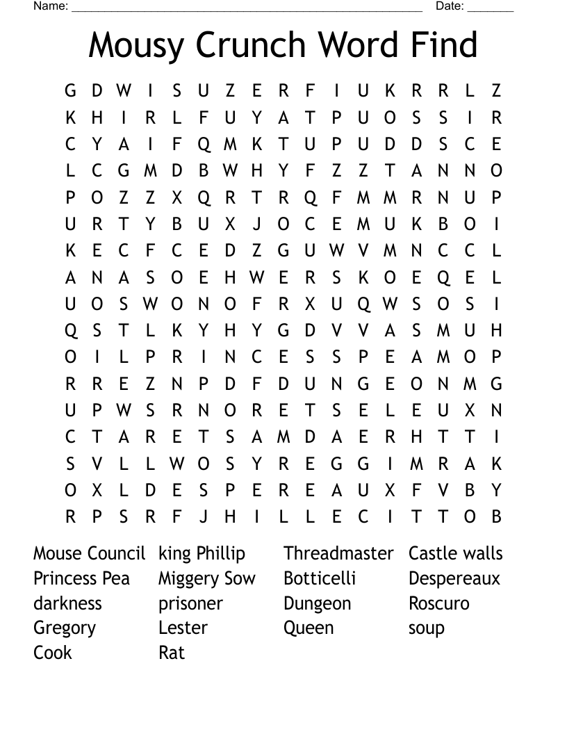 Mousy Crunch Word Find Word Search