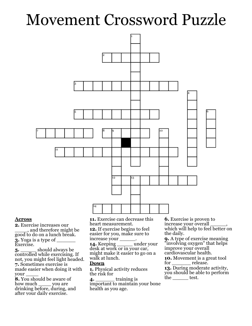Movement Crossword Puzzle