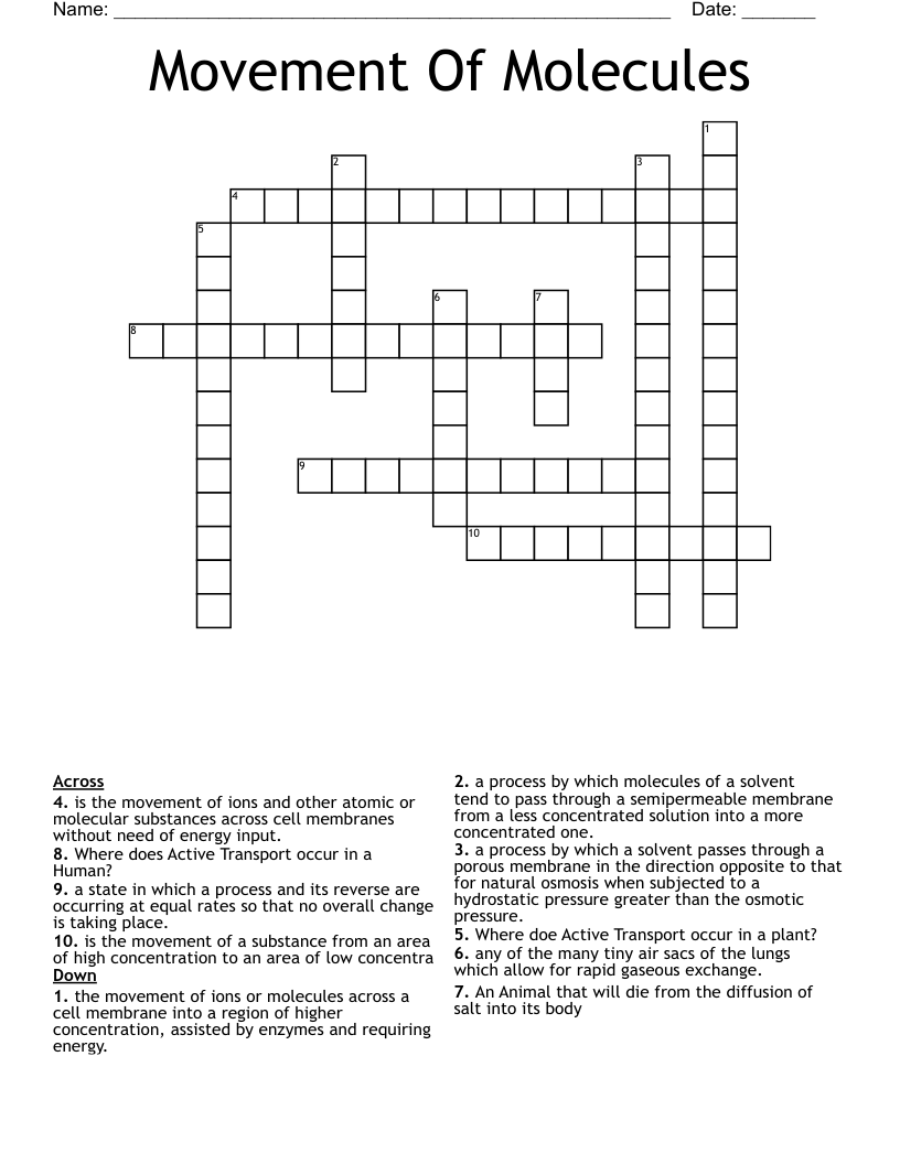 Movement Of Molecules Crossword