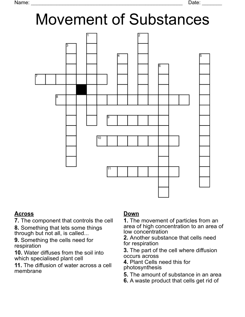 Movement of Substances  Crossword