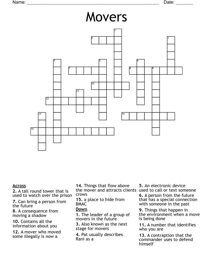 Movers Crossword