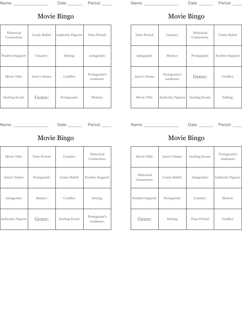 Movie Bingo