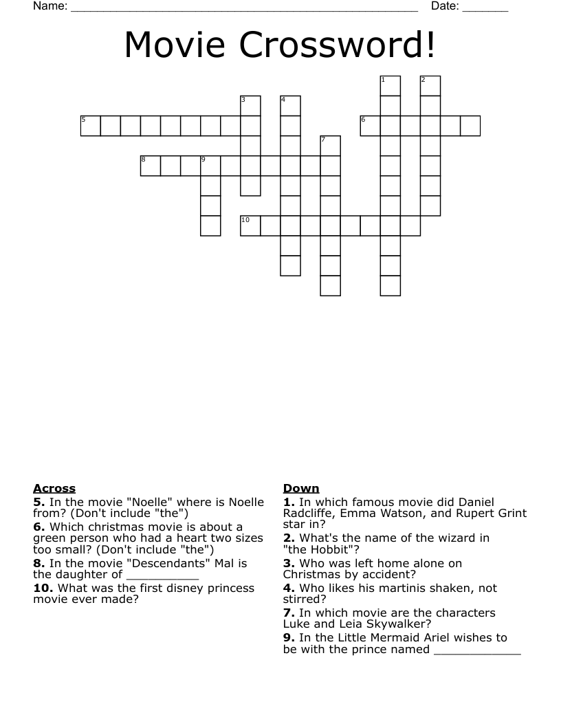 Movie Crossword!