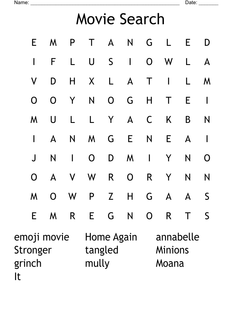 Movie Search Word Search