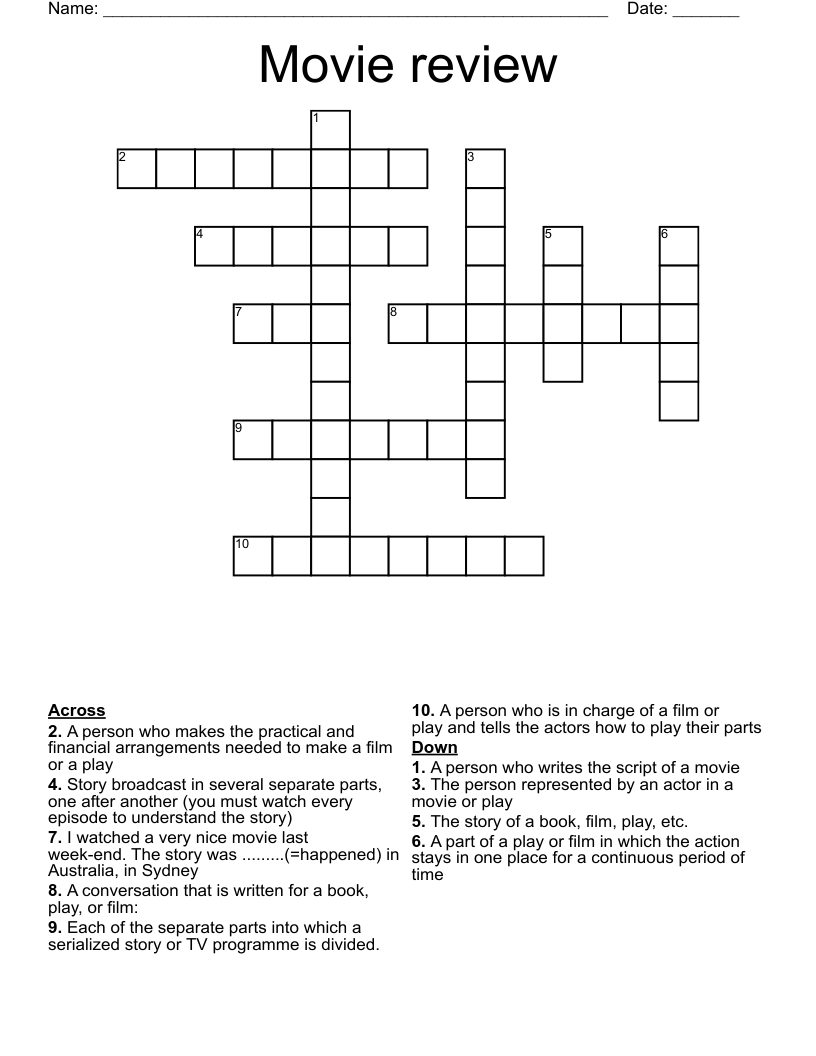 Movie review Crossword