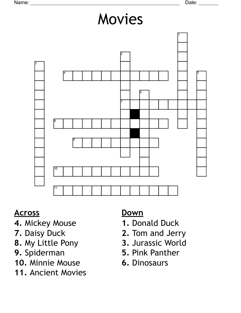 Movies Crossword