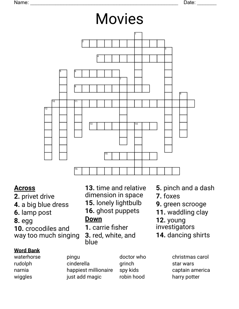 Movies Crossword