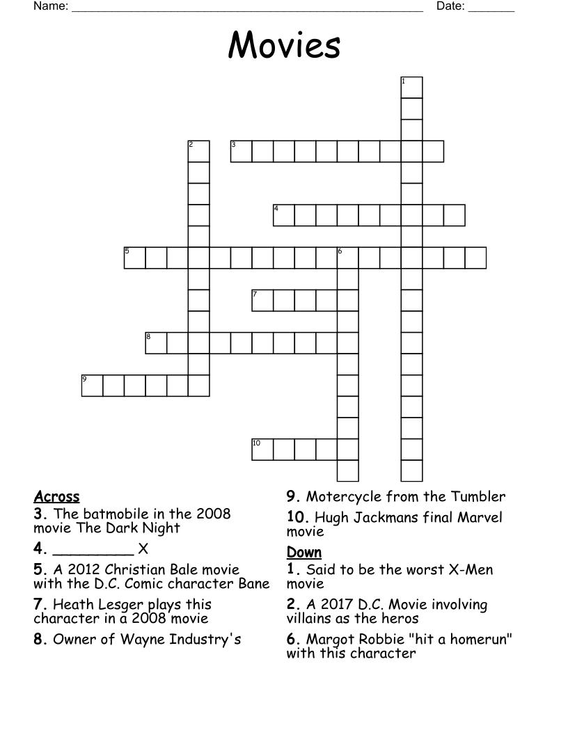 Movies Crossword