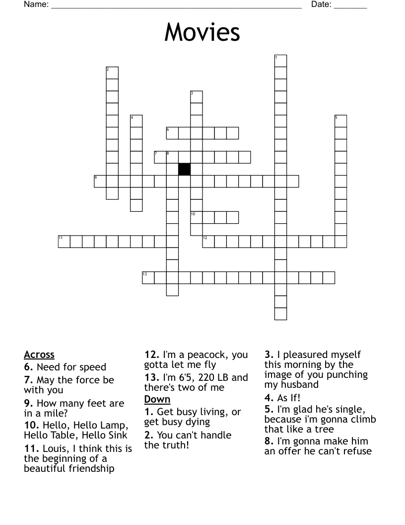 Movies Crossword